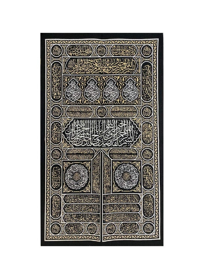Modefa Islamic Turkish Home Wall Decor Kaba Door Quran Tapestry Black Silver Gold (Tapestry Only) - Image 1